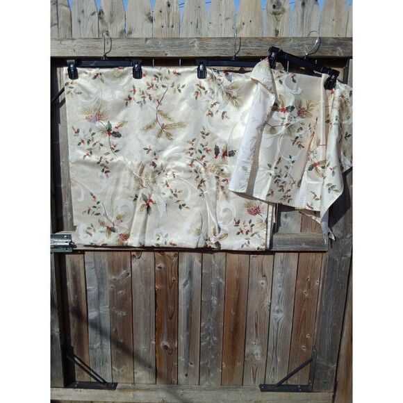 Rectangle Tablecloth & 2 Napkins by St. Nicholas Square Holly Pinecone Christmas - Picture 1 of 7